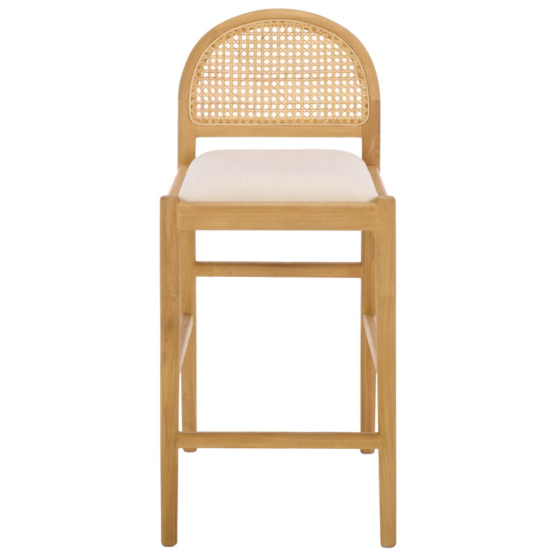 Laylie Rattan And Leather Counter Stool, Natura/Boucle
