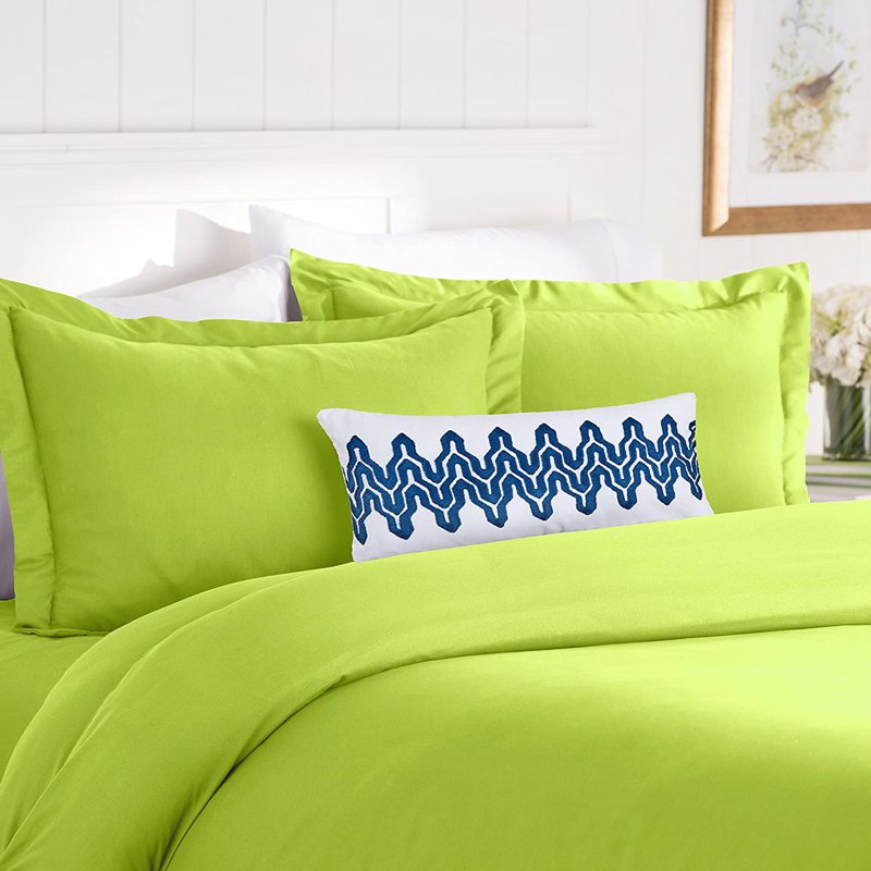 Polyester Percale Duvet Cover, King Duvet Cover + 2 King Shams, Lime