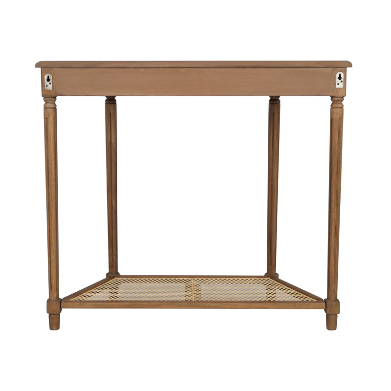 Console Carterlee Demilune avec tablette en canne, Brun