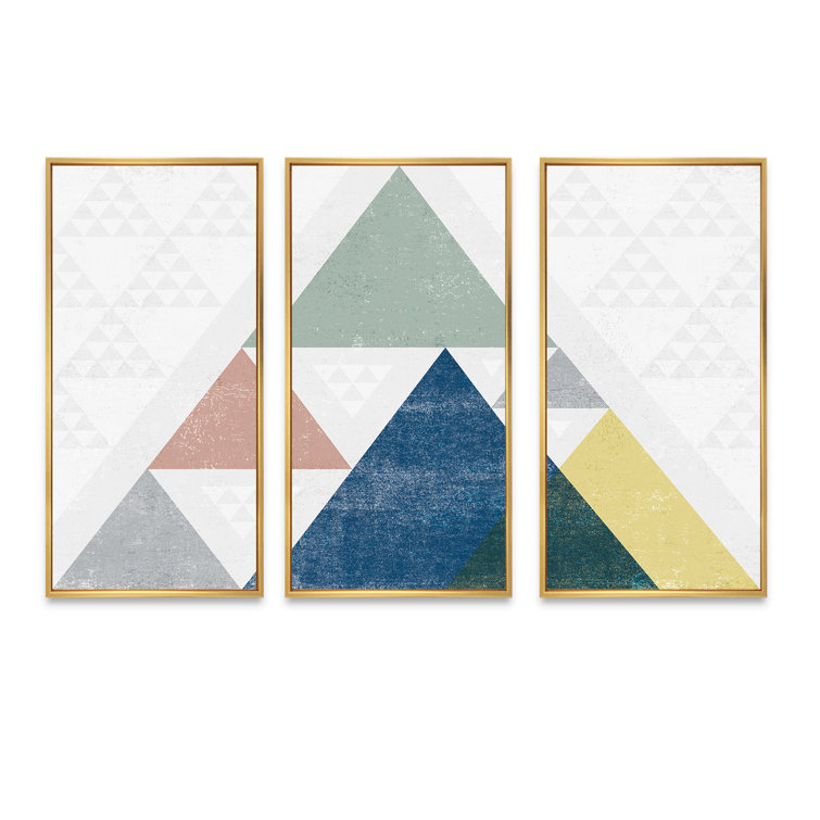 Designart ' Abstract Compositions of Colored Geometric V ' Modern Canvas Wall Art Print