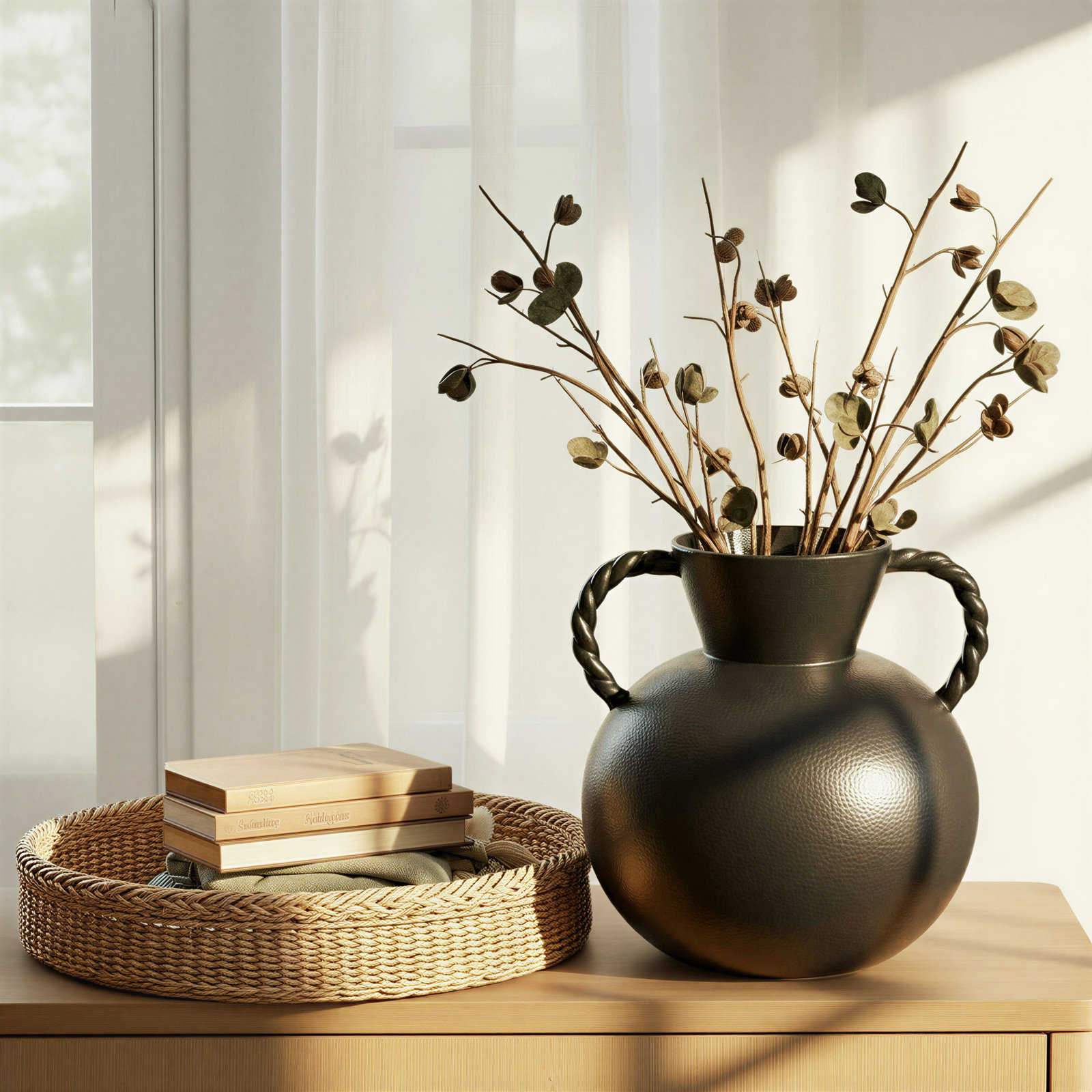 Natalina 8.5'' Stoneware Table Vase, Matte Black