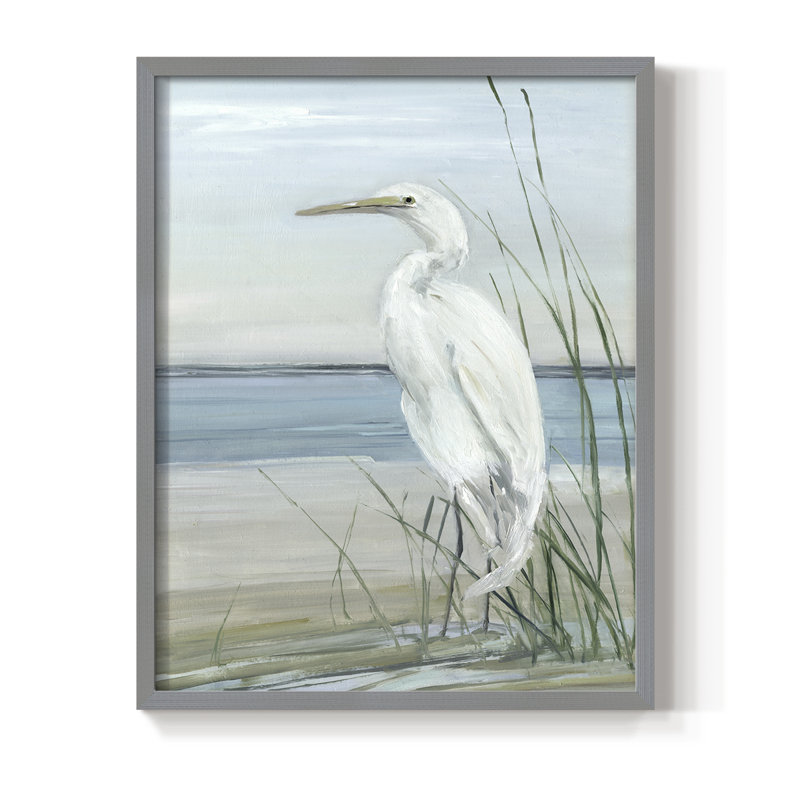 Summertime Heron II, reproduction encadrée - bois massif, H 30 po x l 24 po, Gris