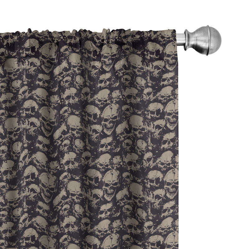 Skull Semi-Sheer Rod Pocket Sliding Panel, 28" x 95"