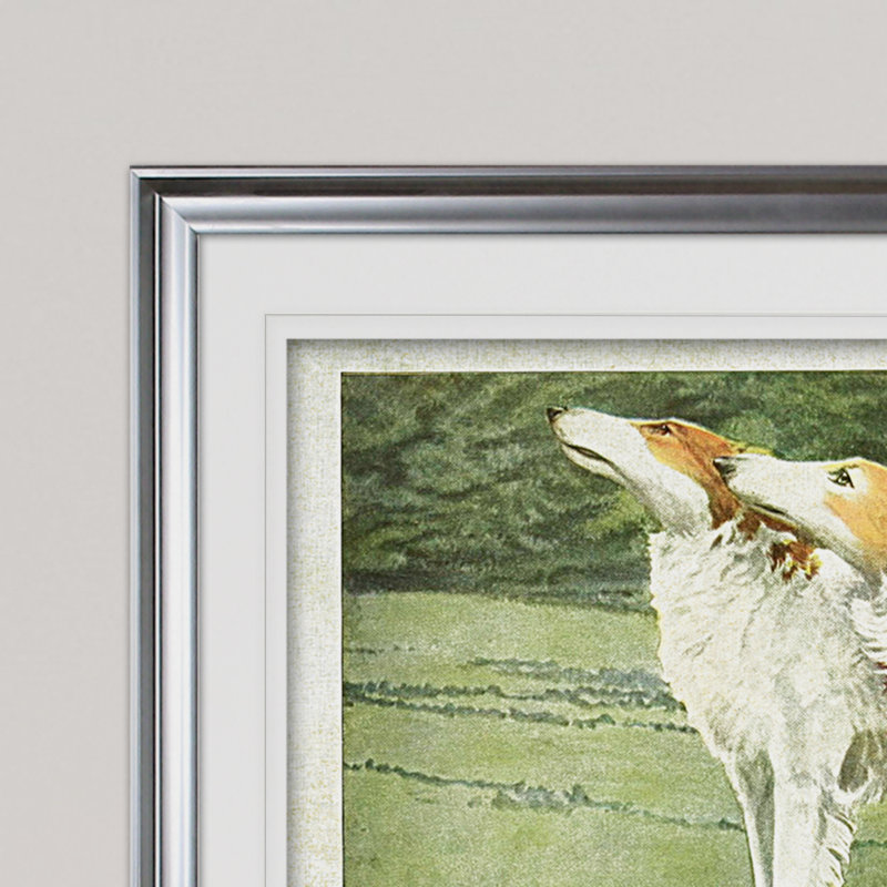 « canined assiette v », impression, Cadre argenté, H 31 po x l 43 po x P 1,5 po, Blanc mat