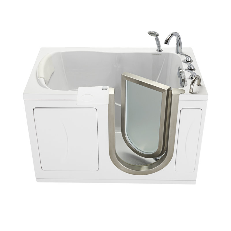 Ella Petite 28"x52" Acrylic Soaking Walk-In-Bathtub, Right Inward Swing Door, 5 Piece Fast Fill Faucet, 2" Dual Drain, Right