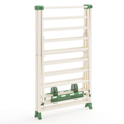 72.5 Inch Height-Adjustable Foldable Clothes Drying Rack with 20 Rails, 28 Sock Clips & 4 Shoe Racks