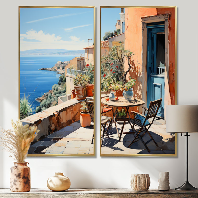 La Dolce, côte italienne IV - art mural traditionnel, H 32 po x l 32 po, Impression encadrée flottante sans passe-partout