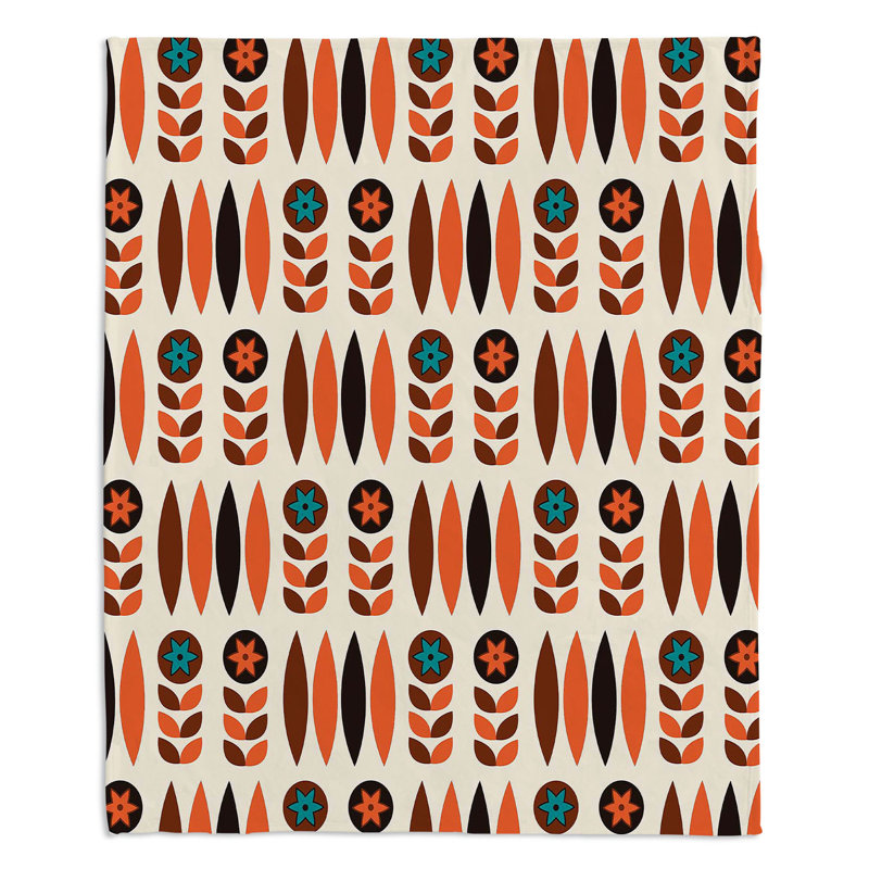  Couverture Mid-Century, 51 po x 60 po, Orange