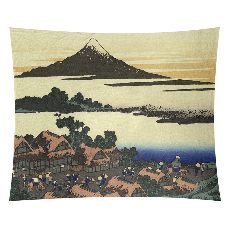 Tapisserie murale «Dawn at Isawa in Kai Province», H 83,5 po x l 71 po, Gris foncé / brun clair
