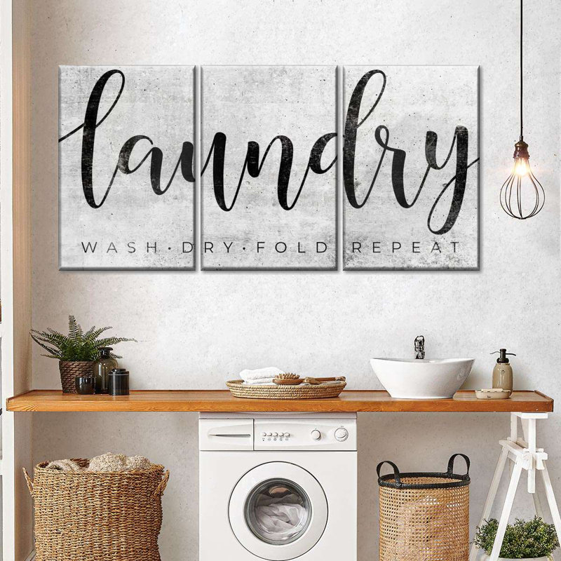 «Minimalist Laundry Sign», reproduction sur toile, H 15 po x l 32 po x P 1,25 po