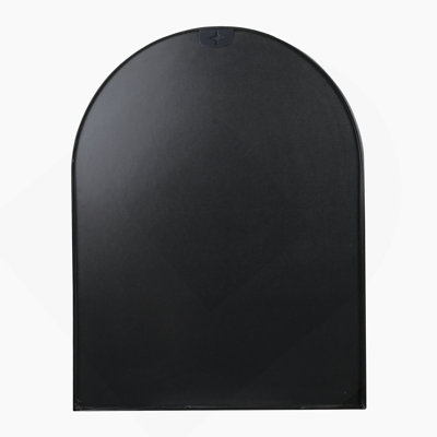 30X36 Inch Black Metal Framed Arched Bathrrom Mirror For Wall.