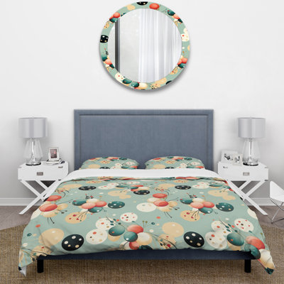 Coral And Blue Elegant Polka Dots Bliss Dots Duvet Cover