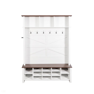 Hall Tree With Adjustable Shelves And Hooks
