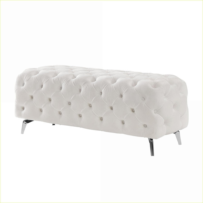 Bancs de repose-pieds, repose-pieds capitonné pour l'entrée de la chambre à coucher du salon | Blanc neige | Velours