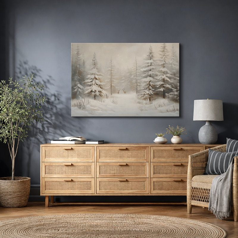 «Vintage Winter Snow Forest Landscape Nature Country Winter Christmas», impression numérique sur toile, impression numérique sur toile encadrée