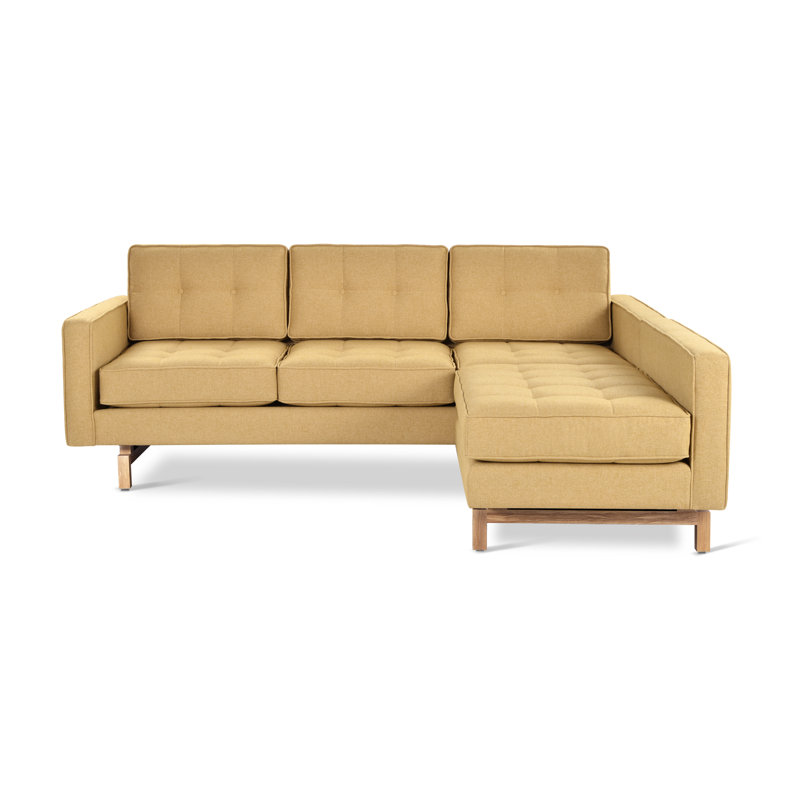 Canapé bi-modulaire Jane 2, Sergé de performance Stockholm Camel, Bois de frêne naturel