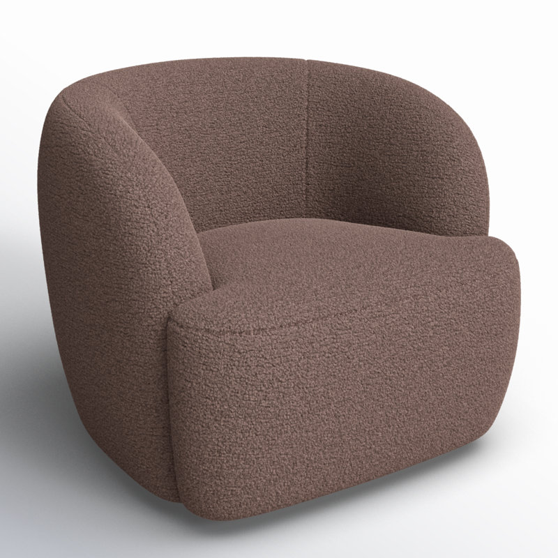 Coleson Upholstered Swivel Armchair, Brown 100% Polyester