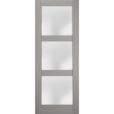 Panneau de porte de grange en verre givré Slab | Lucia 2552 frêne gingembre | Portes robustes avec finition | Pochette coulissante à poche - 42 po x 84 po
