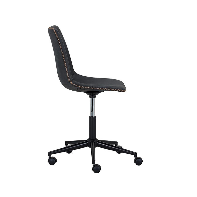 Swivel Task Chair, Black Faux Leather