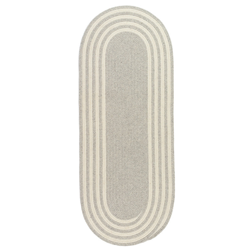 Tapis gris en laine tressé Mccullar, Ovale 1 pi 8 po x 2 pi 6 po