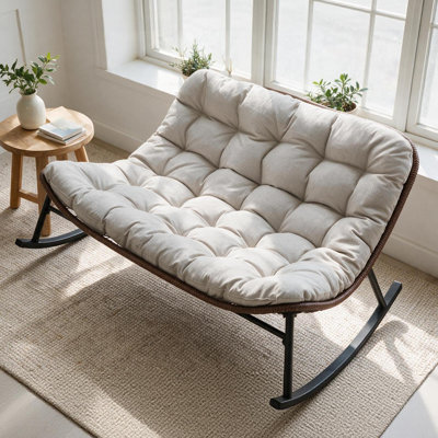 Fauteuil à bascule Papasan surdimensionné pour l'extérieur avec coussin