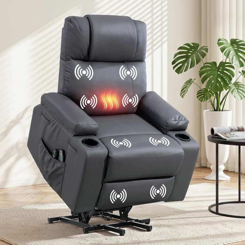 Meleri Recliner Chair,power Lift Recliner Chair For Elderly With Heat & Massage, 160° Electric Adjustable Pu Leather Recliner