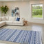 Tapis extérieur Viva, mur géométrique blanc et bleu, pique-nique géant 9 x 18-123764817