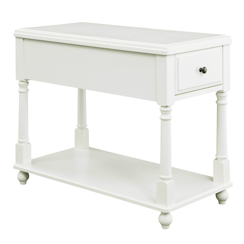 Side Table with Storage, White