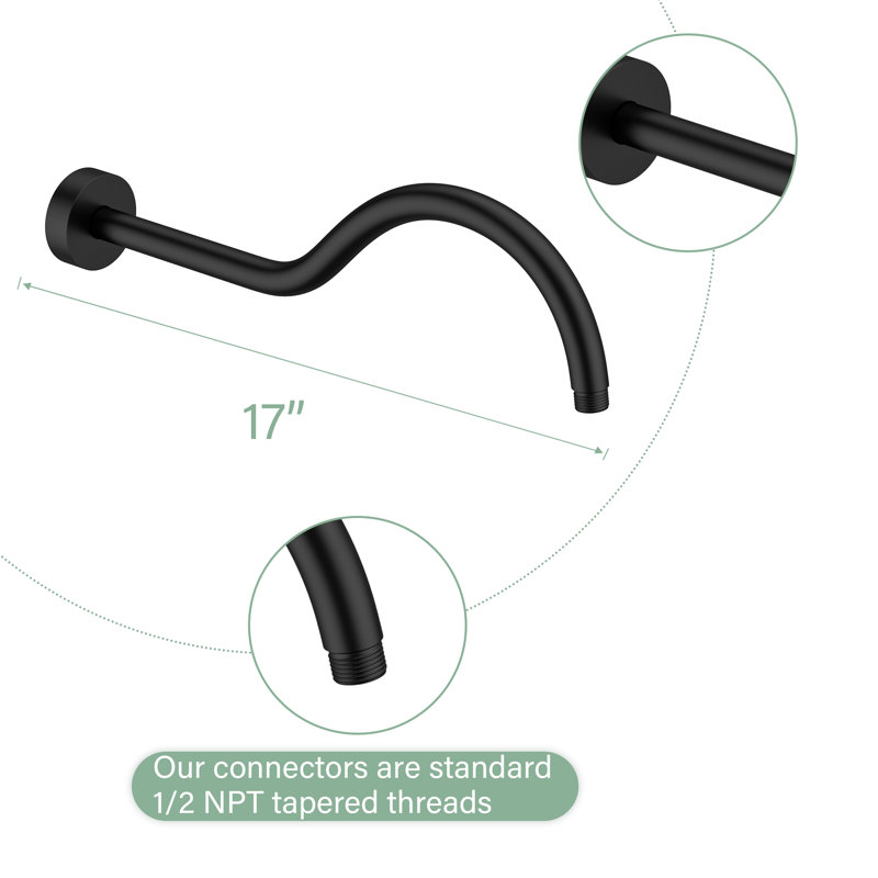 Gooseneck Shower Arm, Matte Black
