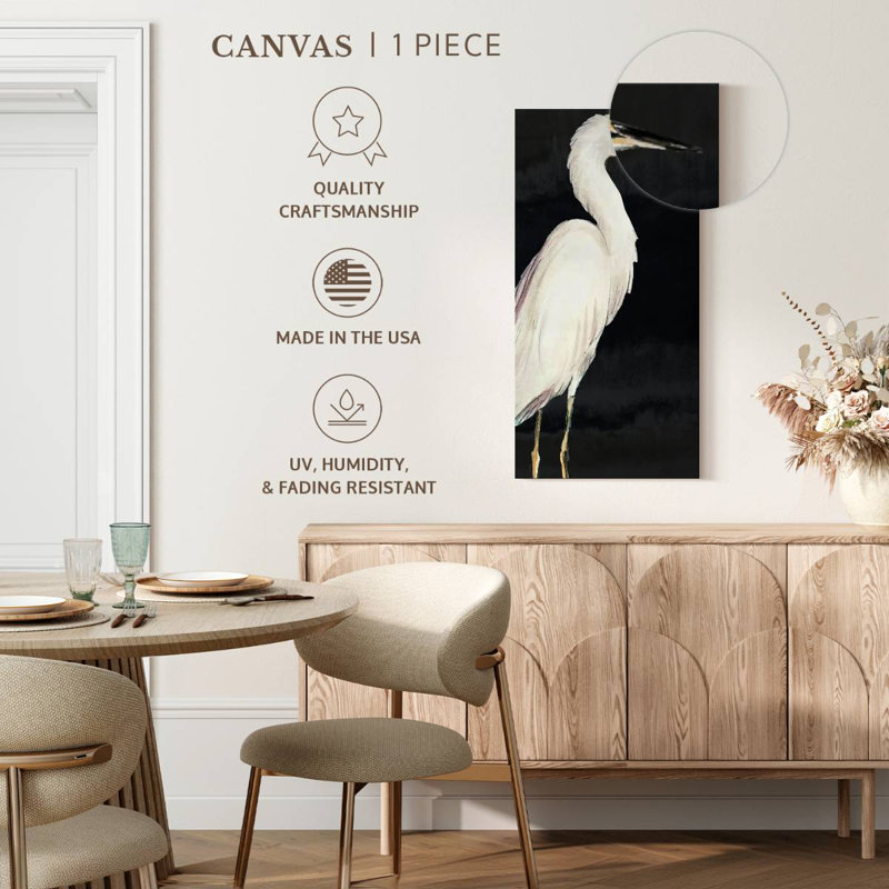 Heron On Black I, 30" H x 15" W