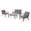 Ensemble de conversation d'extérieur 4 places, causeuse, table basse et 2 fauteuils club