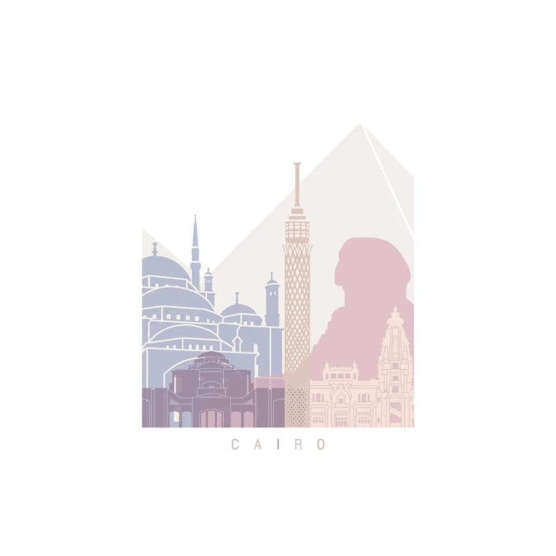 Cairo Skyline Pastel by Paul Rommer - Gallery-Wrapped Canvas Giclée on Canvas, No Frame, 20.32 cm H x 30.48 cm W