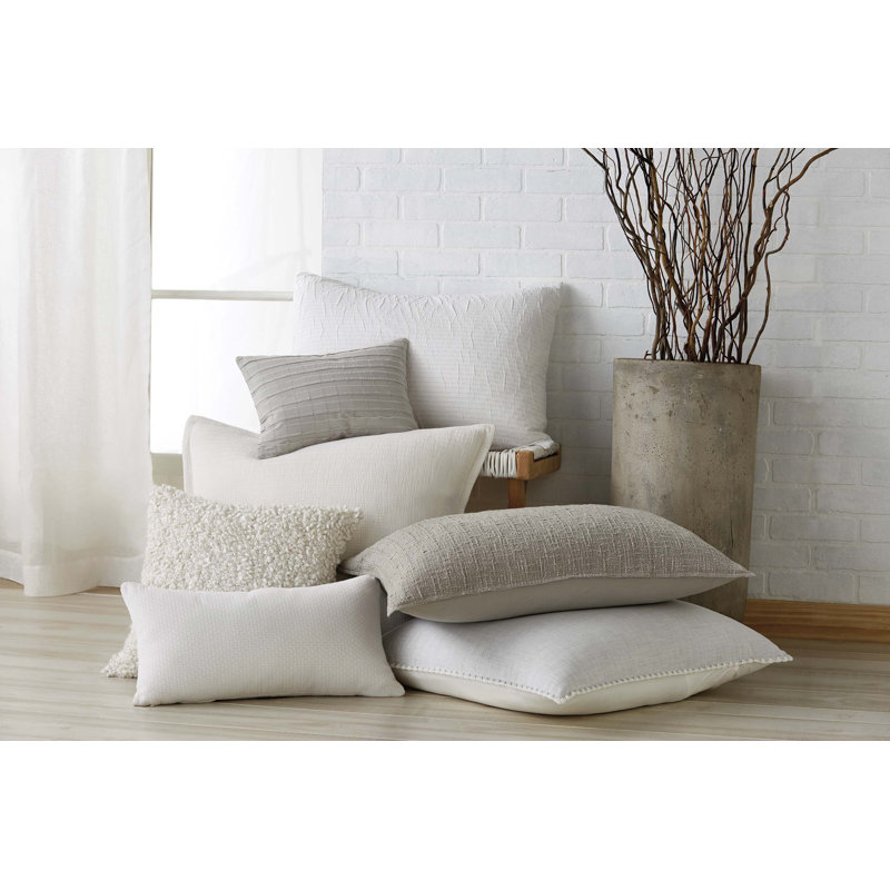Small Gray Cotton Applique Decorative Throw Pillow
