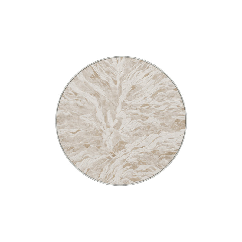 Machine Washable Beige Area Rug, Round 3'