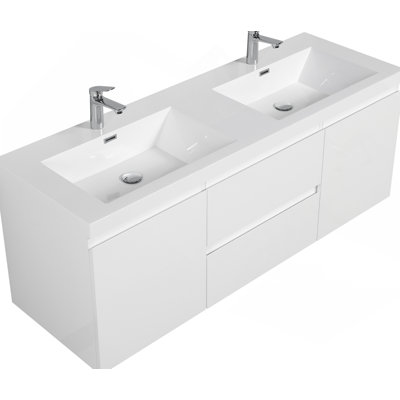 Meuble-lavabo flottant avec lavabo, armoire de rangement murale, conception moderne pour organiser les essentiels de la salle de bain