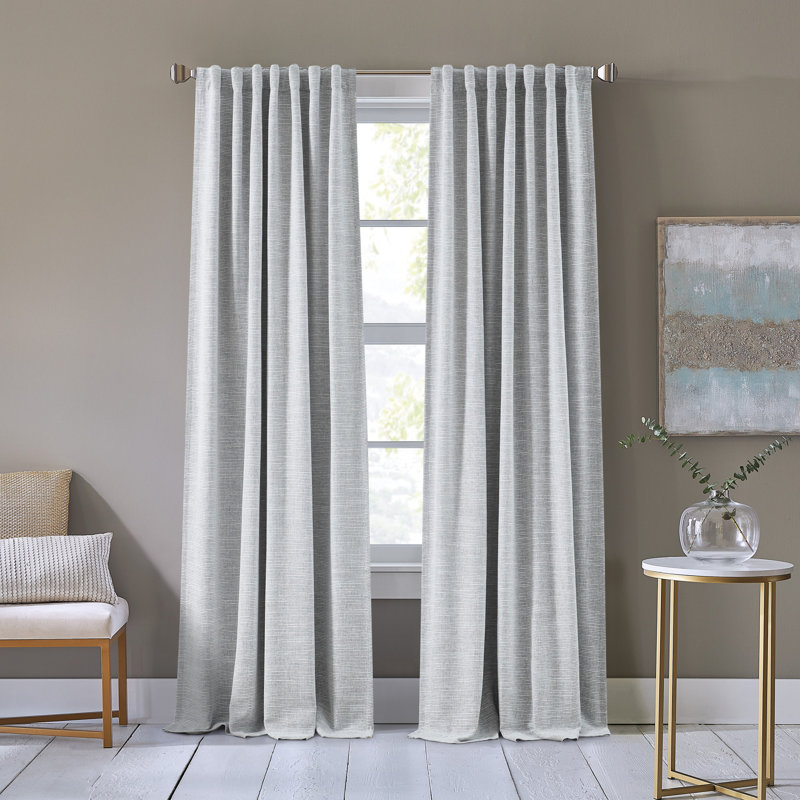 DKNY Bennett Blackout Grey Curtain Panel Pair (Set of 2), 50"" W x 96"" L