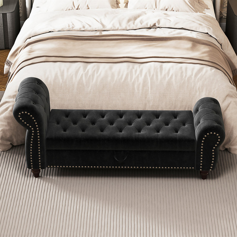 Chaise longue d'intérieur 64,5 "avec rangement, Bleu lac