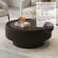 Table basse de rangement ronde cannelée de 31,5 pouces avec plateau en verre trempé et corps enveloppé de cuir de qualité supérieure, table centrale de salon à compartiment caché pour l'organisation du désordre, surface résistante aux égratignur-295453402