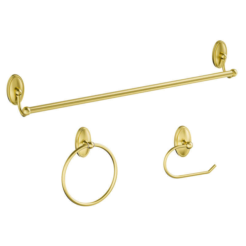 190106 3 - Piece Bathroom Hardware Set, Brushed Gold