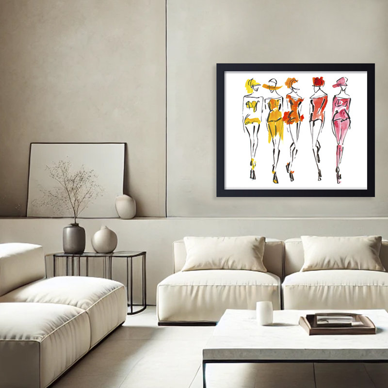 Pop Art & Retro Tangerine par Chauncey Jacks - Œuvre d'art encadrée , H 12 po x l 16 po, Framed Print, Black