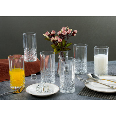 Lorren Home Trends Tall 12 Ounce Drinking Glass-Textured Cut Glass