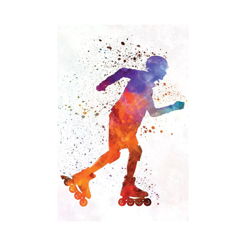 Man Roller Skater Inline in Watercolour III 1 Piece Wrapped Canvas Painting, 45.72cm H x 30.48cm W x 1.91cm D
