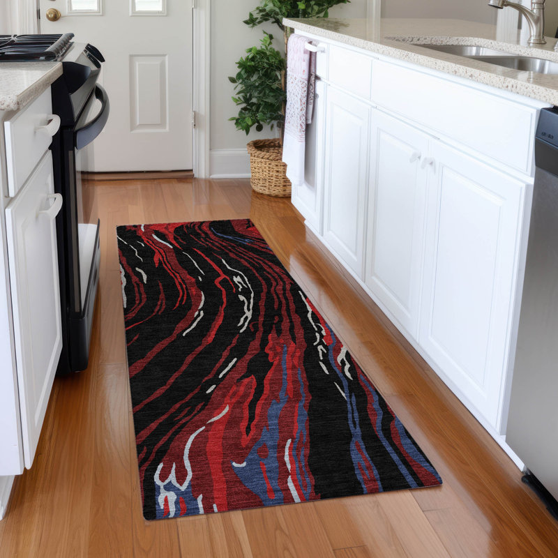 Premium Machine Washable Cortes AMF1037 Swirls Rug, Runner 2'3" x 7'6"