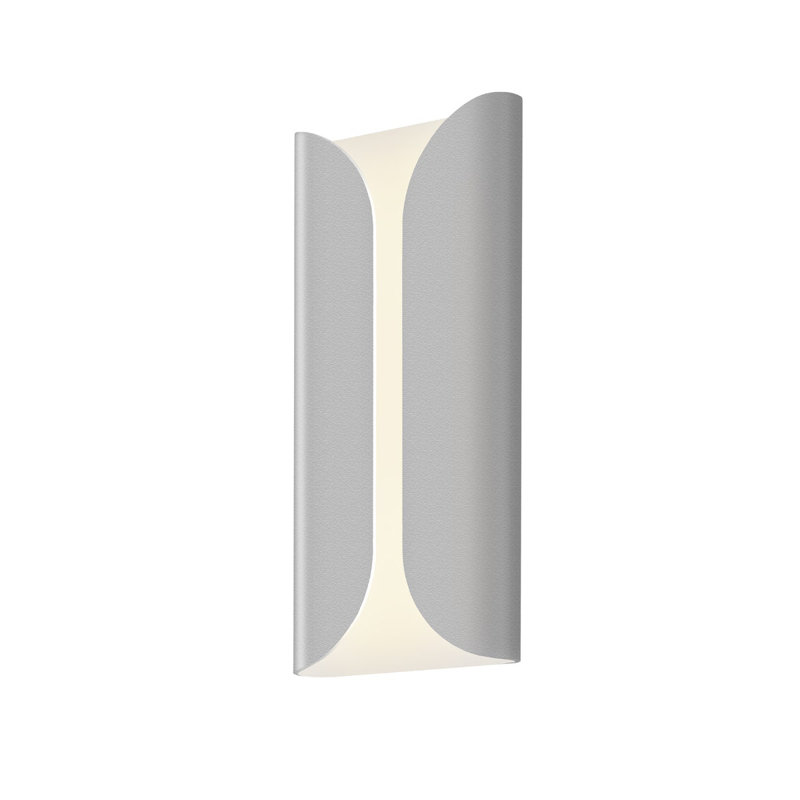 Folds LED Outdoor Sconce, Gray, 13.75" H x 6.5" W x 2" D