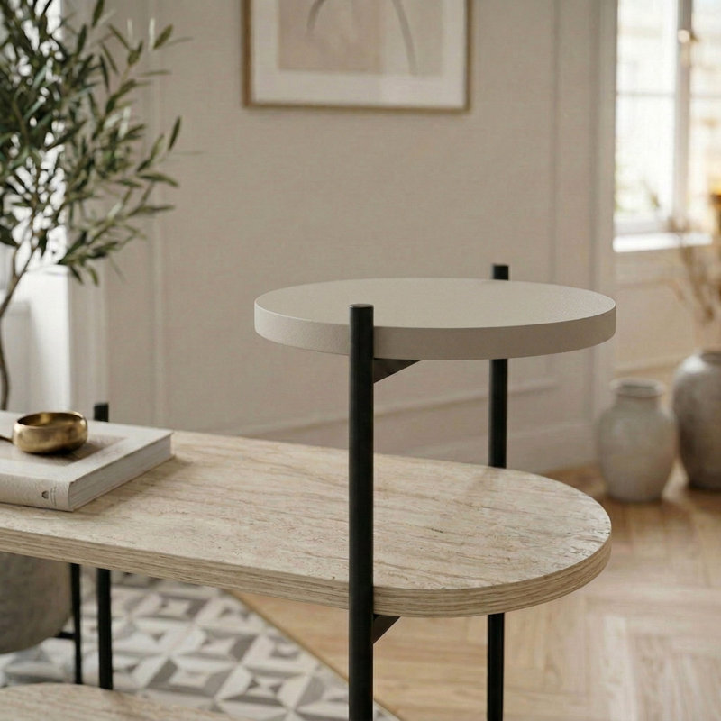 End Table, Travertine - Sandstone