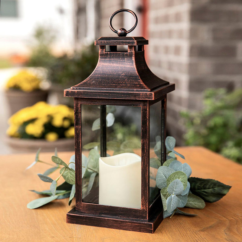 Lanterne de table avec bougie incluse, Cuivre