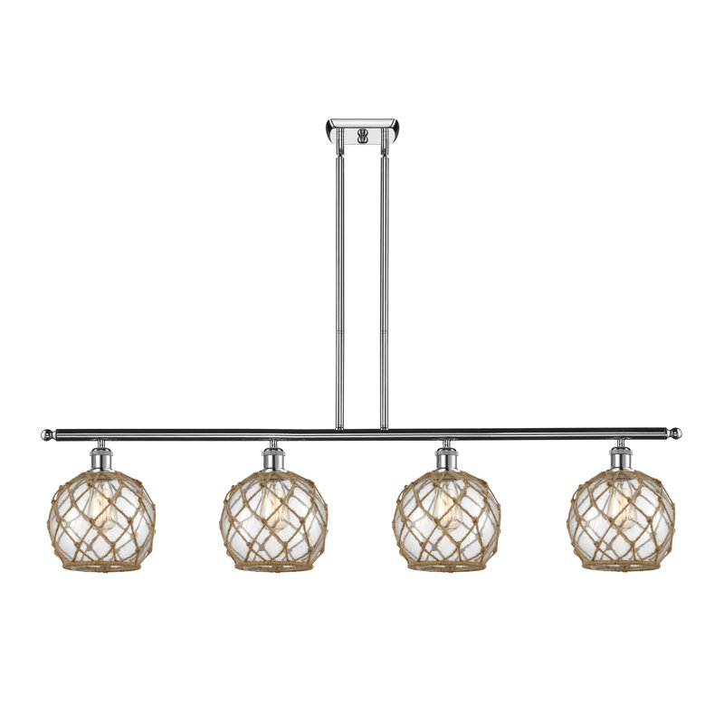 Luminaire suspendu linéaire à 4 lumières pour îlot de cuisine Hillhouse, Ampoule DEL 6 watts Vinage, Chrome poli