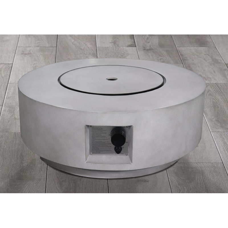 Foyer de table d'extérieur au propane / gaz naturel en béton renforcé de fibres avec couvercle