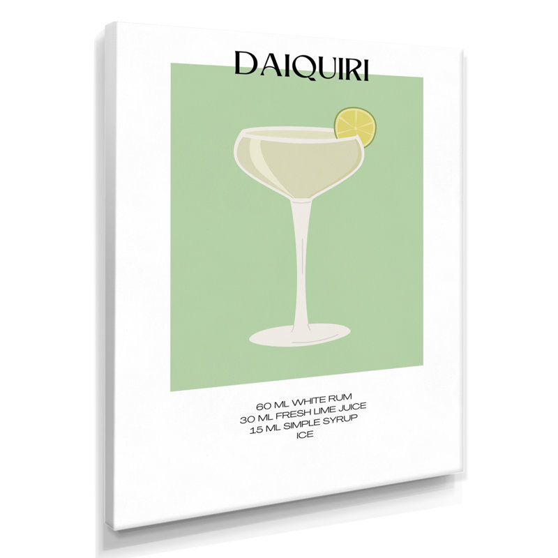 Straight Up Daiquiri Cocktail - Art mural salon de cocktails, Toile tendue, H 40 po x l 30 po