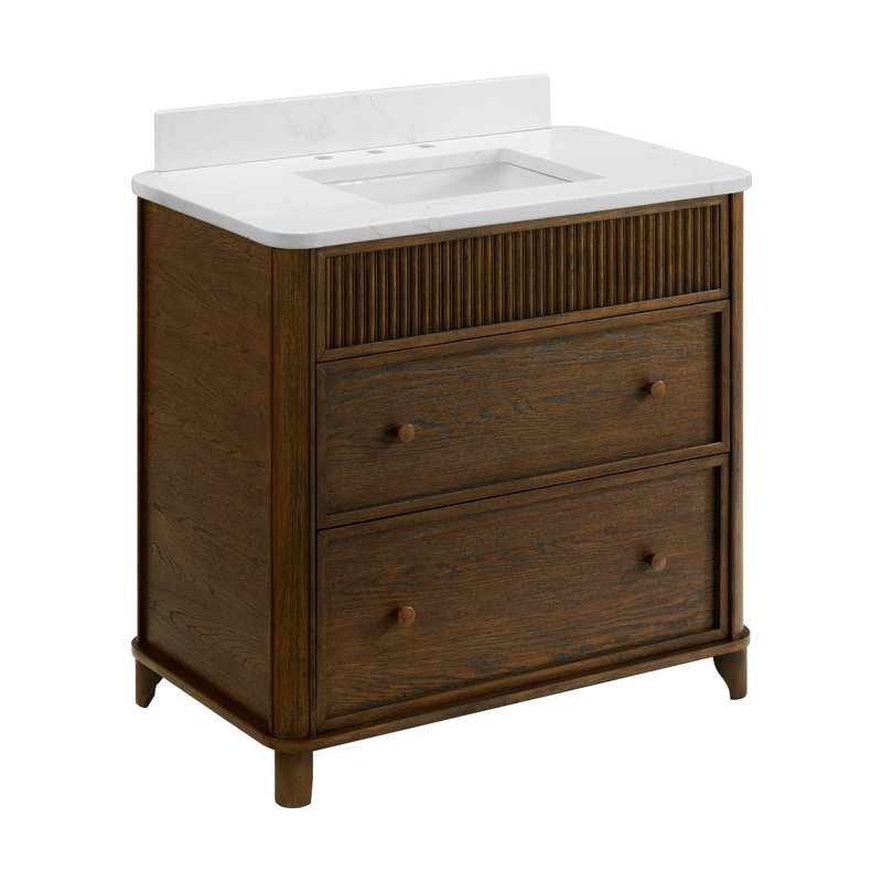 Meuble-lavabo 36 po avec comptoir Statuario, 36", Chêne brun rehaussé